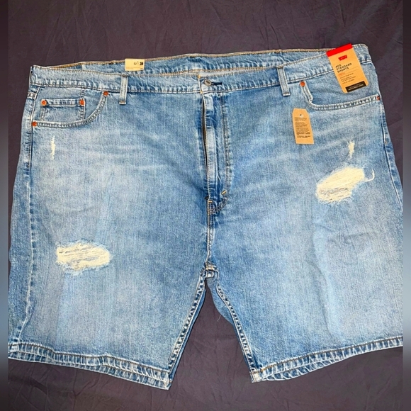 NWT- Levi's 405 Blue Distressed Denim Shorts- Men's Big & Tall Size 54 - Picture 1 of 4